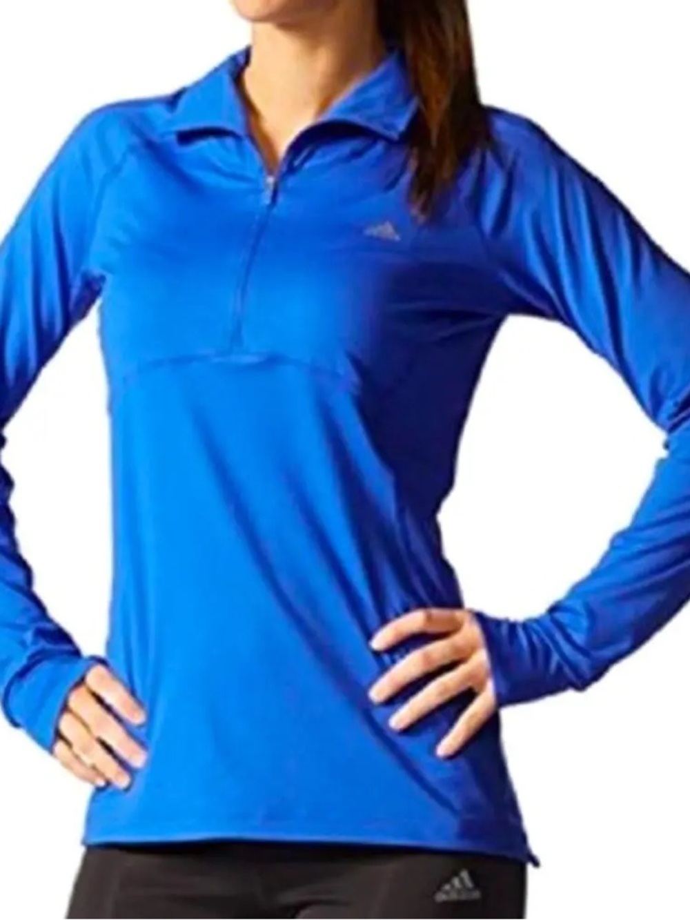 adidas Royal Blue Long-Sleeve Half-Zip Athletic Top size small